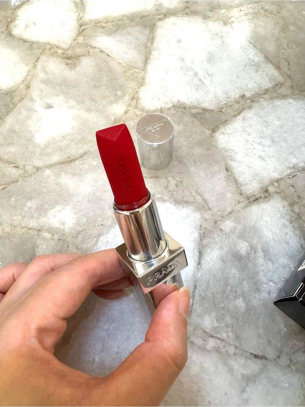 Prada Monochrome Lipstick R128 with Light Green Pouch